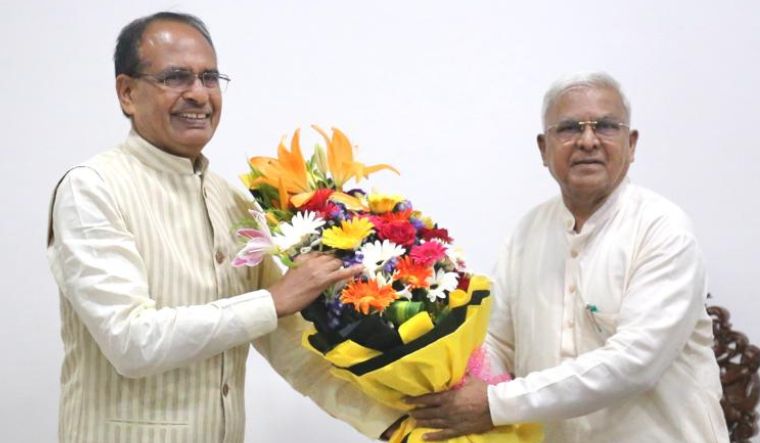 Madhya Pradesh Chief Minister Shivraj Singh Chouhan meets Governor Mangubhai Patel